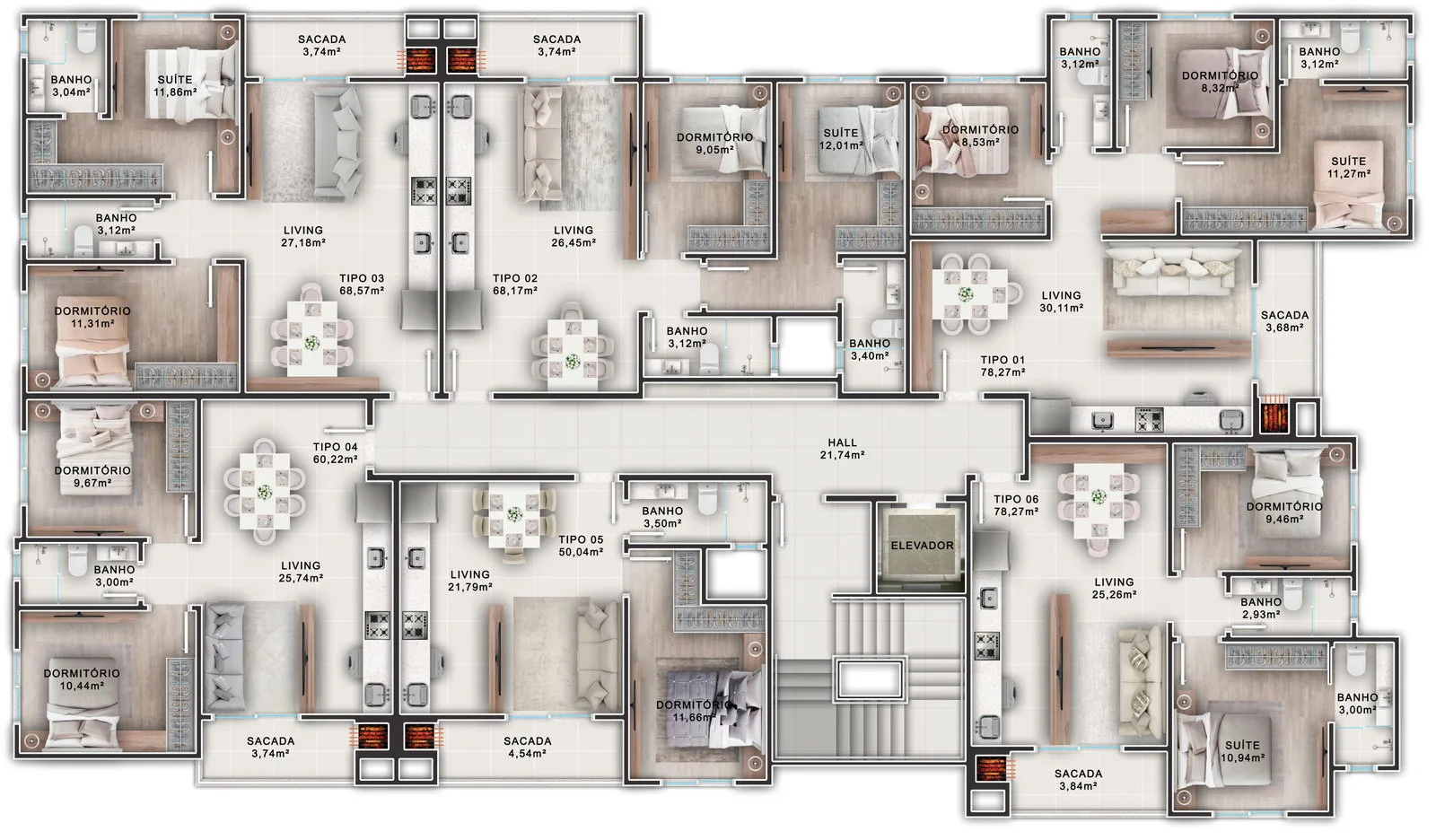 Otelo Residence em Balneário Camboriú SC — Planta 3