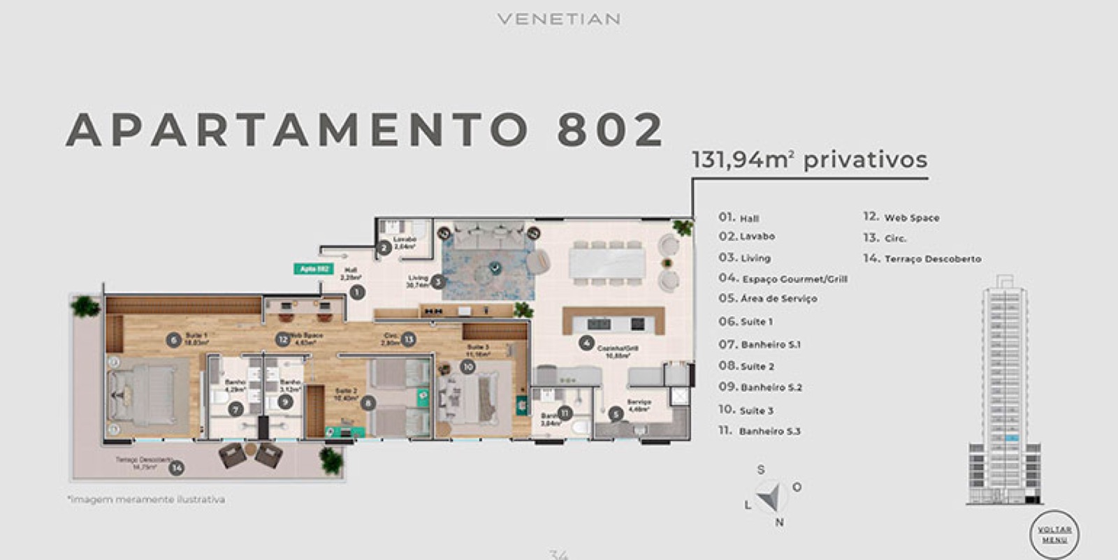 Area de lazer 3 do Venetian em Balneário Camboriú SC