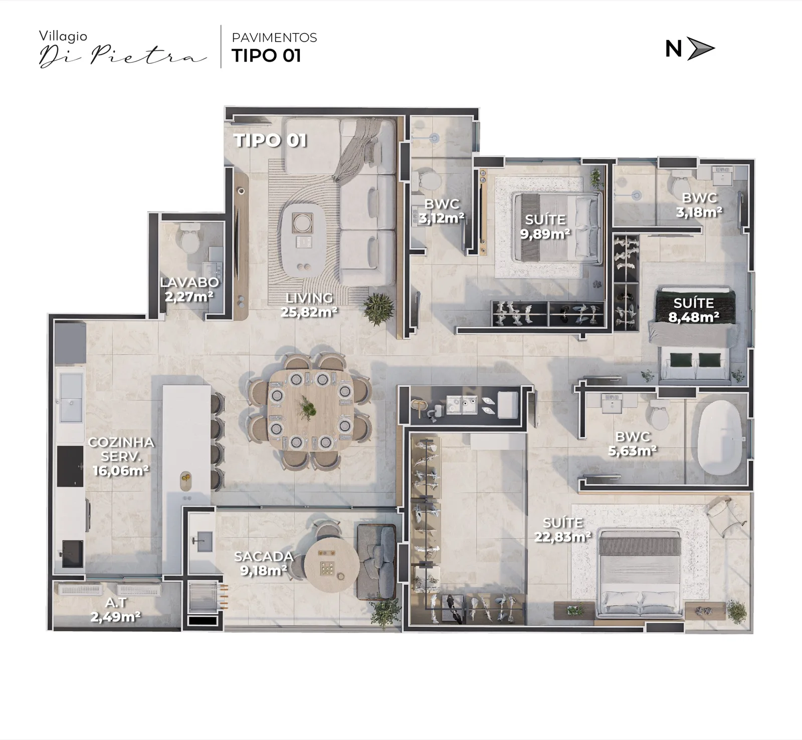 Villaggio Di Pietra Elegância e Conforto em Camboriú - Planta 10