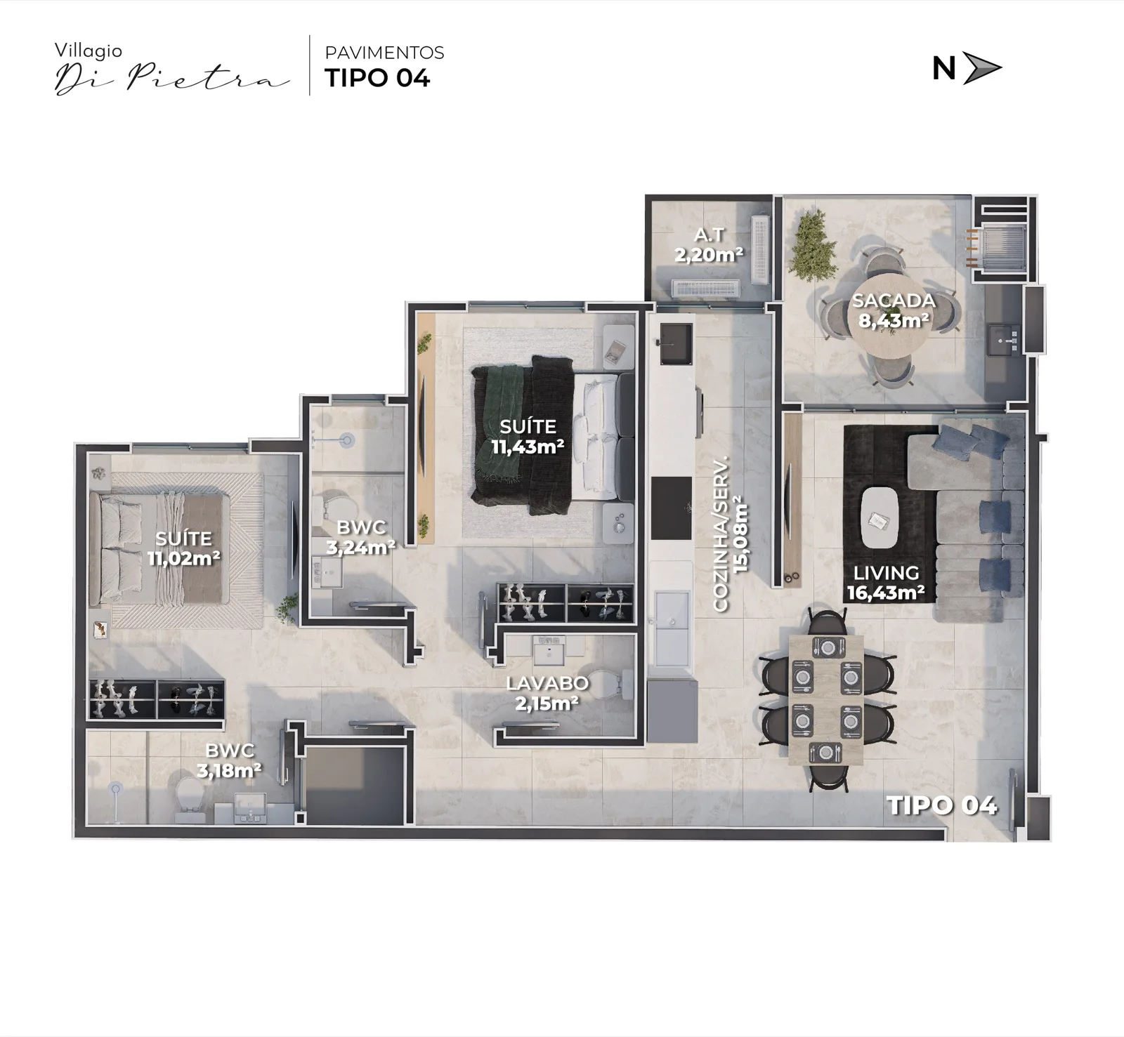 Villaggio Di Pietra Elegância e Conforto em Camboriú - Planta 13