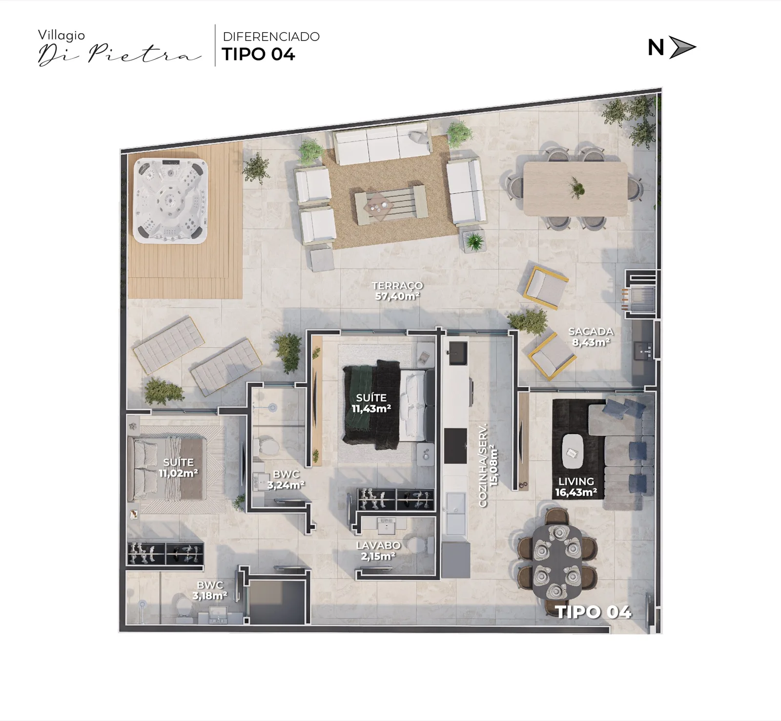Villaggio Di Pietra Elegância e Conforto em Camboriú - Planta 6