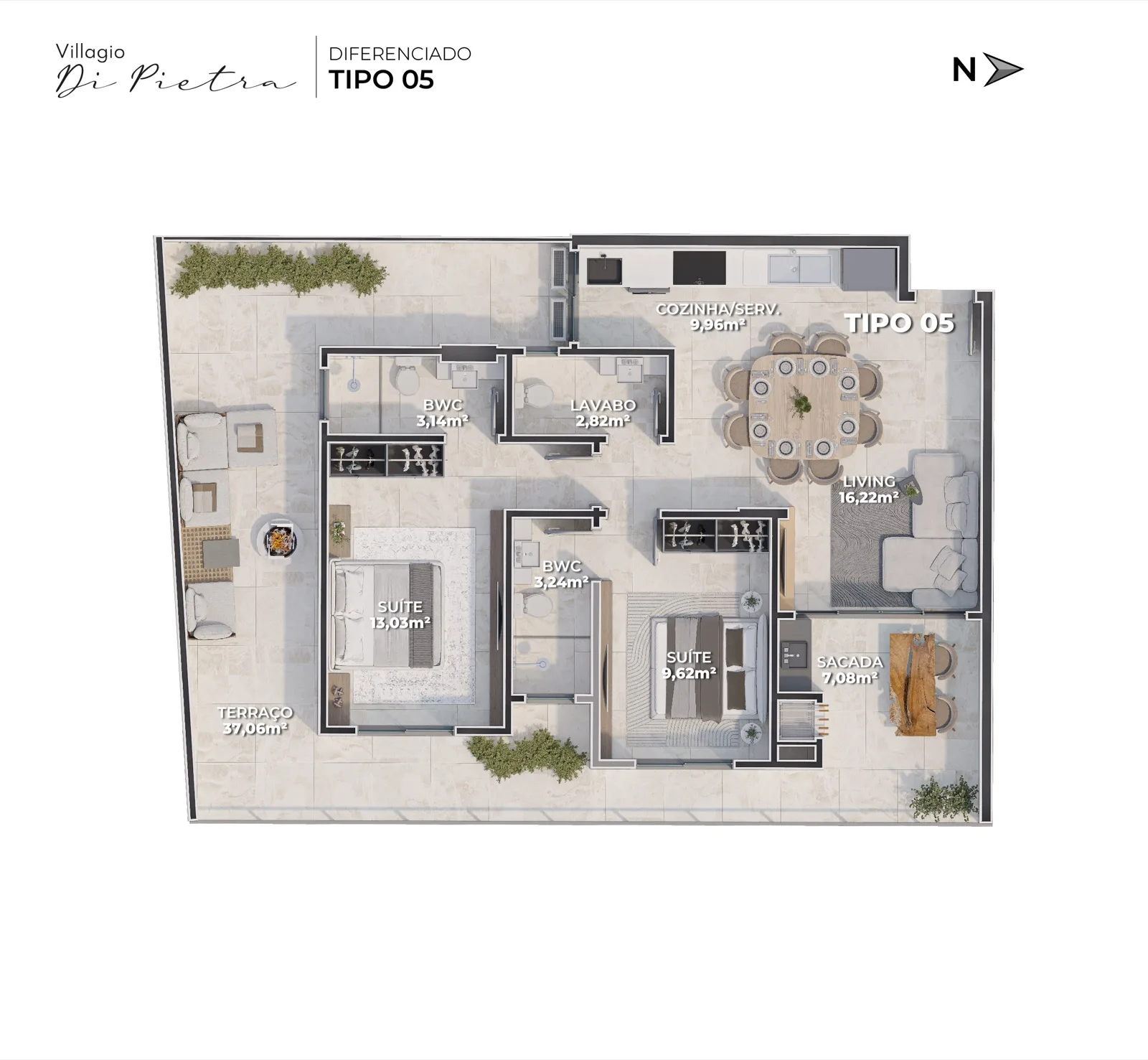 Villaggio Di Pietra Elegância e Conforto em Camboriú - Planta 7