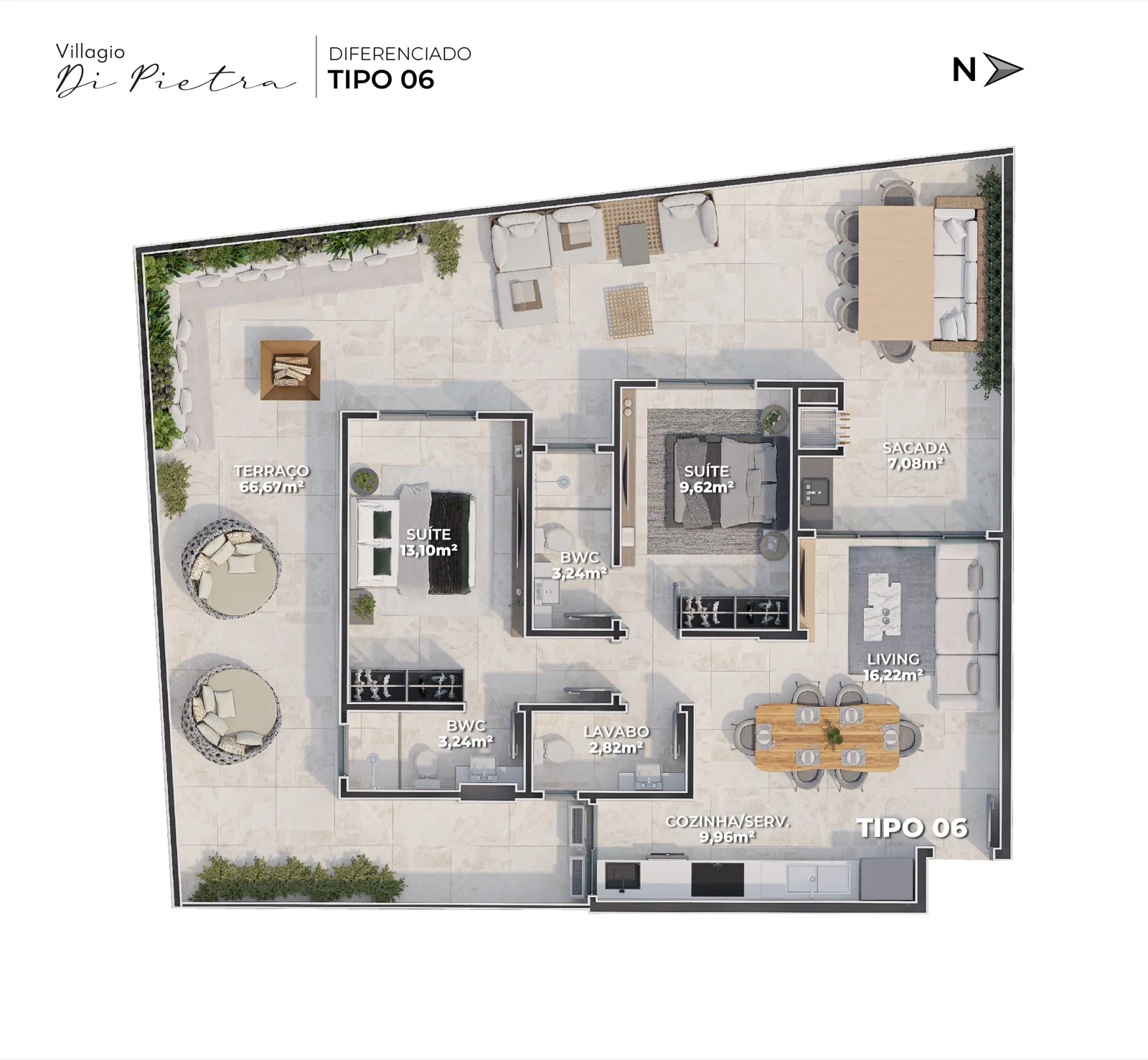 Villaggio Di Pietra Elegância e Conforto em Camboriú - Planta 8