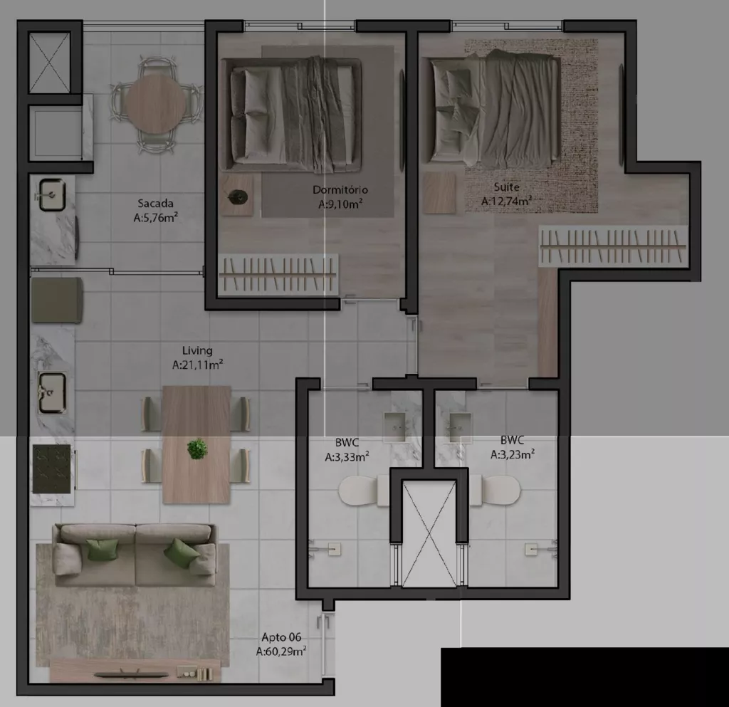 Render do Prime Leisure Residence — Morretes 15 em Itapema SC