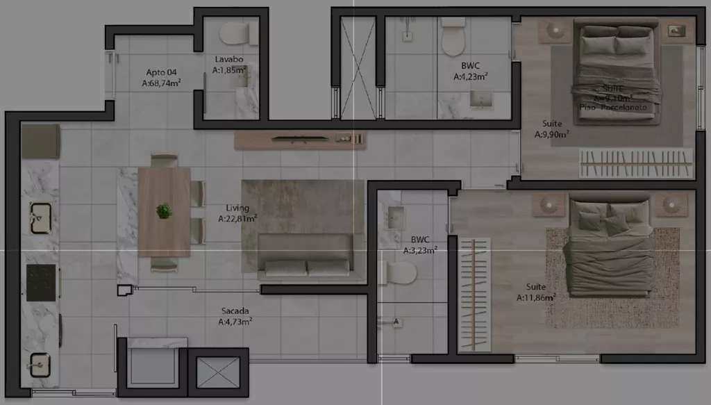 Render do Prime Leisure Residence — Morretes 13 em Itapema SC