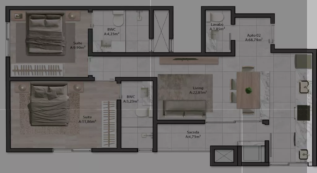 Render do Prime Leisure Residence — Morretes 11 em Itapema SC