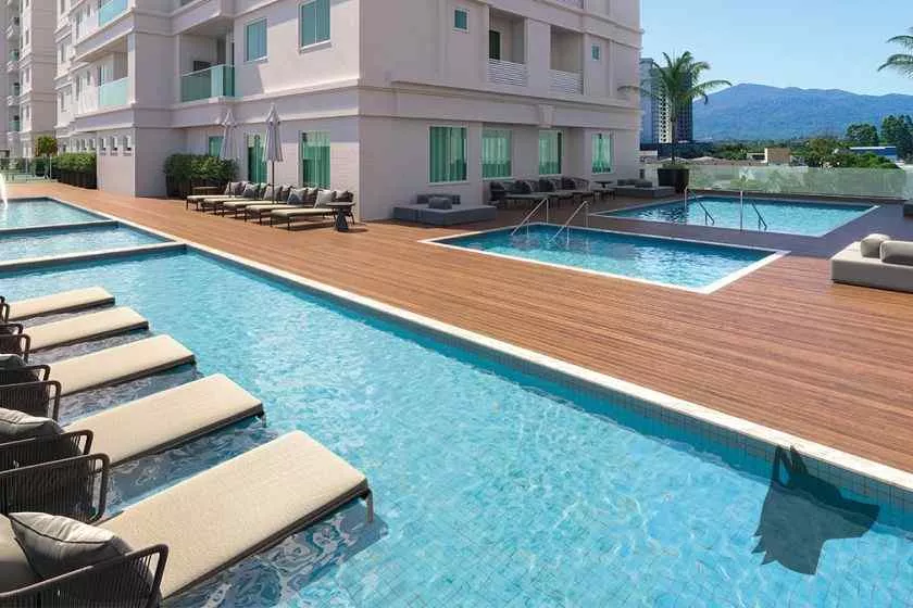 Render do Valência Home Club Torre 3 e Torre 4 — Jardim Praia Mar 16 em Itapema SC