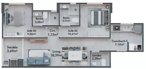 Render do Magnifique Residence — Morretes em Itapema 3 em Itapema SC