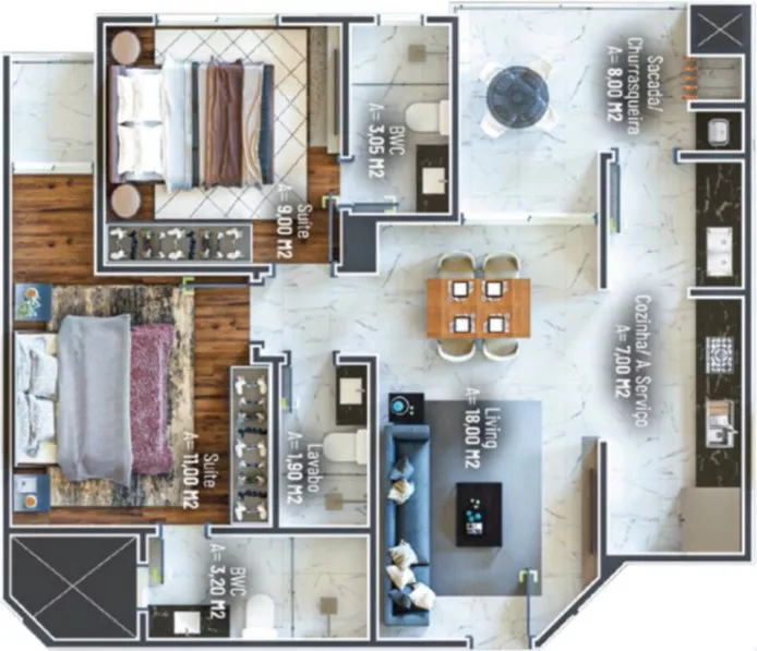 Render do Green Hills Residence — Morretes 3 em Itapema SC