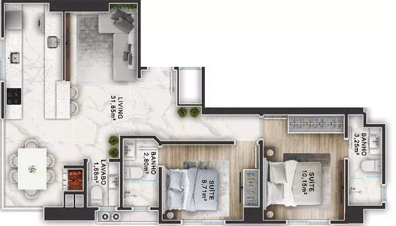 Render do Oben 230 — Meia Praia 9 em Itapema SC