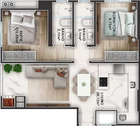 Render do Oben 230 — Meia Praia 11 em Itapema SC