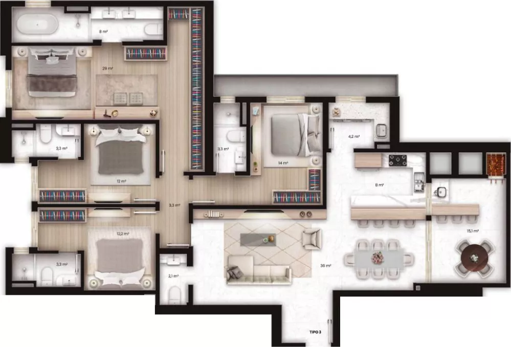 Render do Sweden Residence — Itapema 3 em Itapema SC