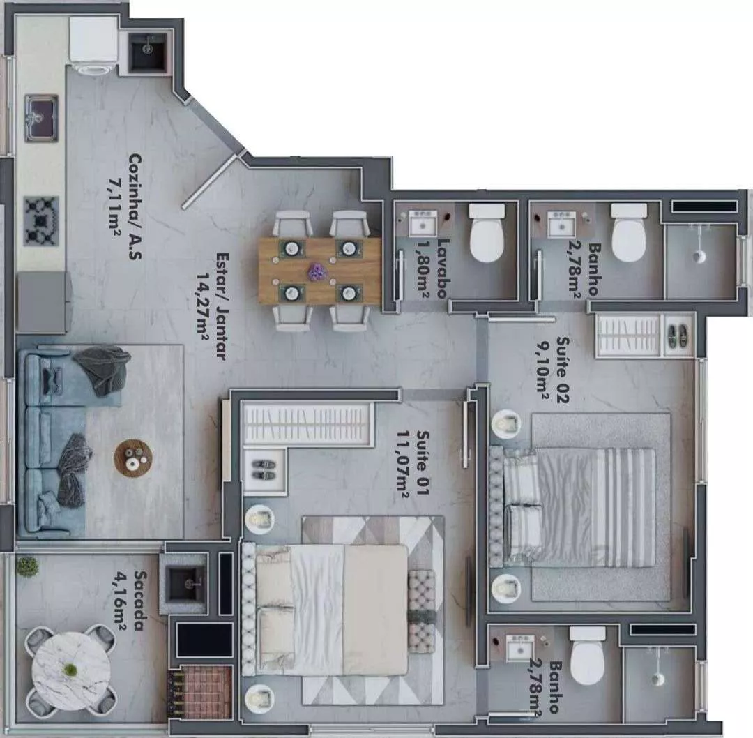 Render do Amadeus Residence — Itapema 3 em Itapema SC
