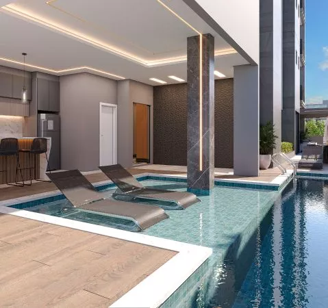 Render do Magdala Residence — Castelo Branco e Andorinha 2 em Itapema SC