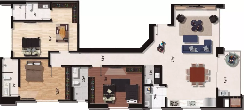 Render do Prime Tower Residence — Itapema 3 em Itapema SC