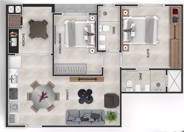 Render do Vive la Vie Residence — Varzea 3 em Itapema SC