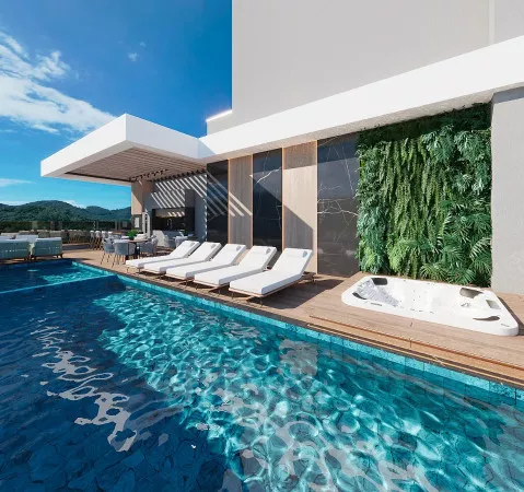 Render do Spazio Haja Residencial — Tabuleiro dos Oliveiras 2 em Itapema SC