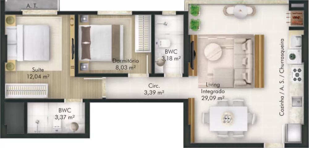 Render do Versailles Home Club - Torre 3 e 4 — Jardim Praia Mar 3 em Itapema SC