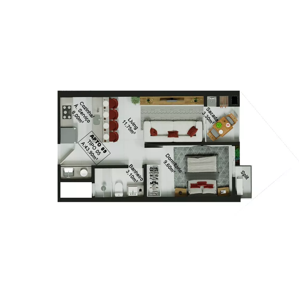 Render do Paradise Home Flats — Itapema 3 em Itapema SC