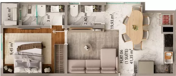 Render do La Maison de Versailles — conta com supermercados como Koch 3 em Itapema SC