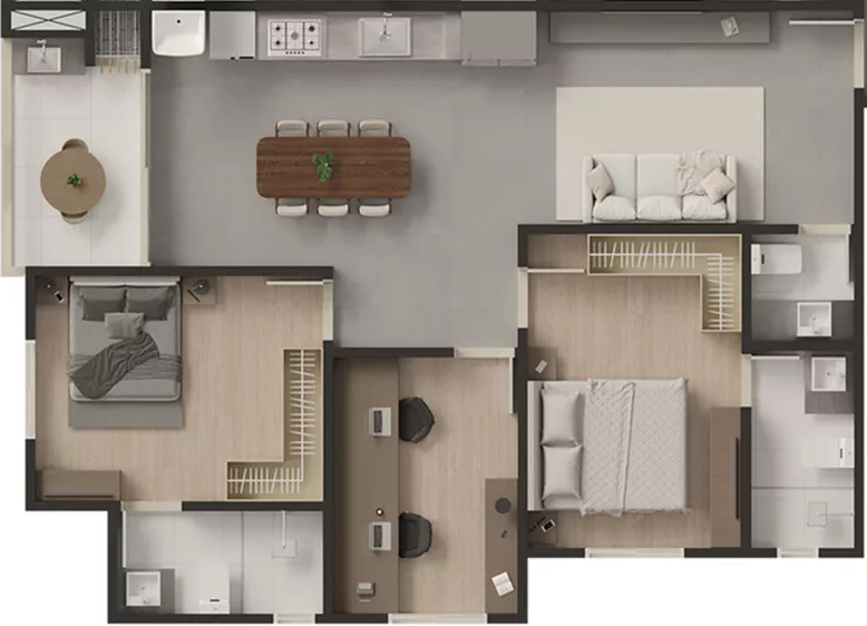 Render do The Wall Street Business &amp; Apartments — Itapema 3 em Itapema SC