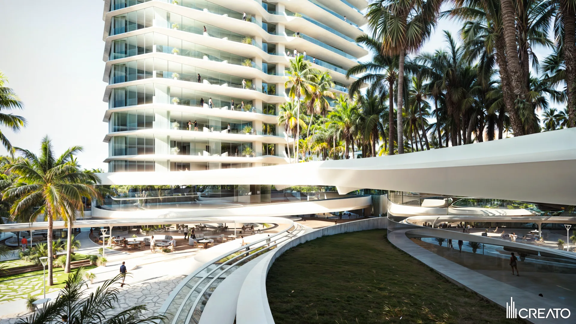 Render 3D da fachada do Atmosphere Home Spa — vista 3
