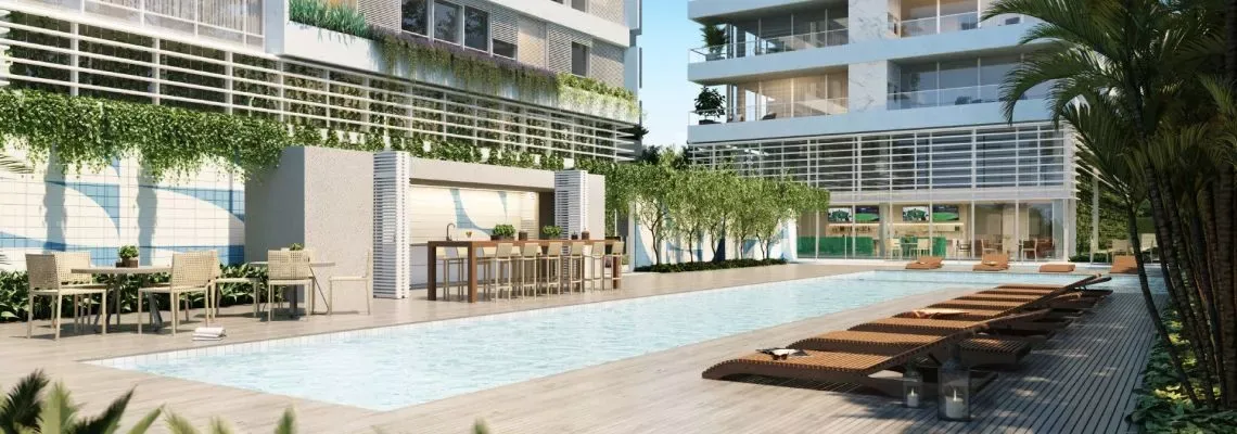 Fachada do Riva Praia Brava, em Itajaí — cidade que recebe o selo internacional Bandeira Azul