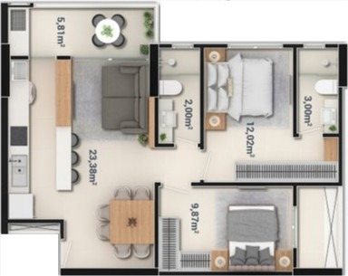 Duo Praia Brava — planta 1