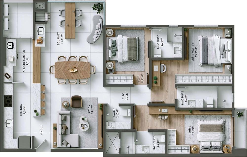 Positano Residencial — planta 3