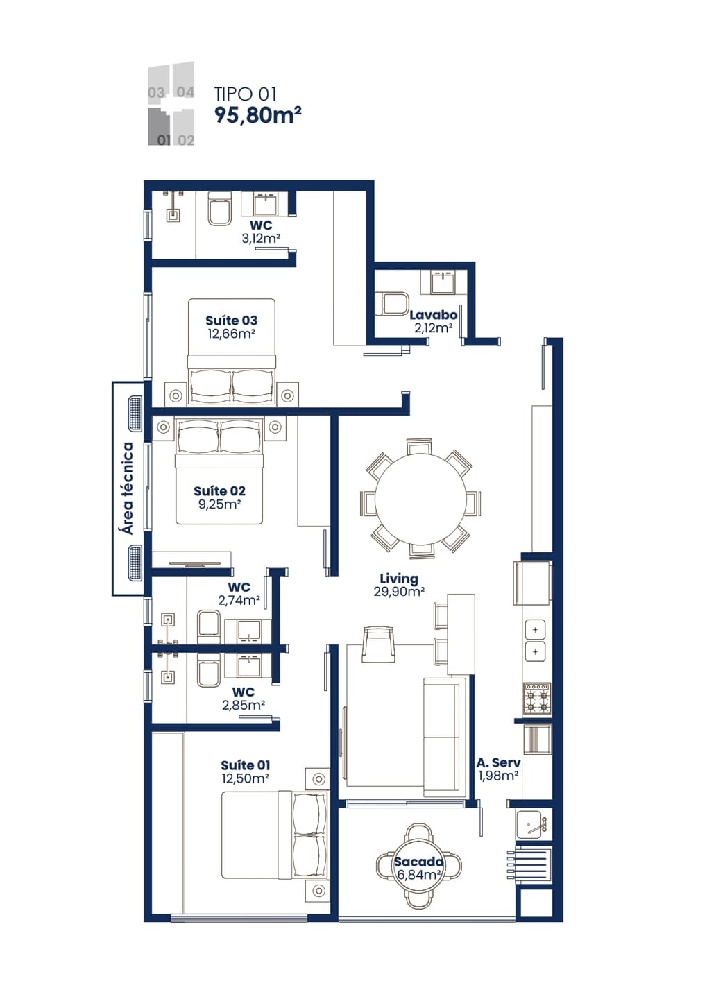 Planta baixa do Amalfi Residence em Porto Belo SC