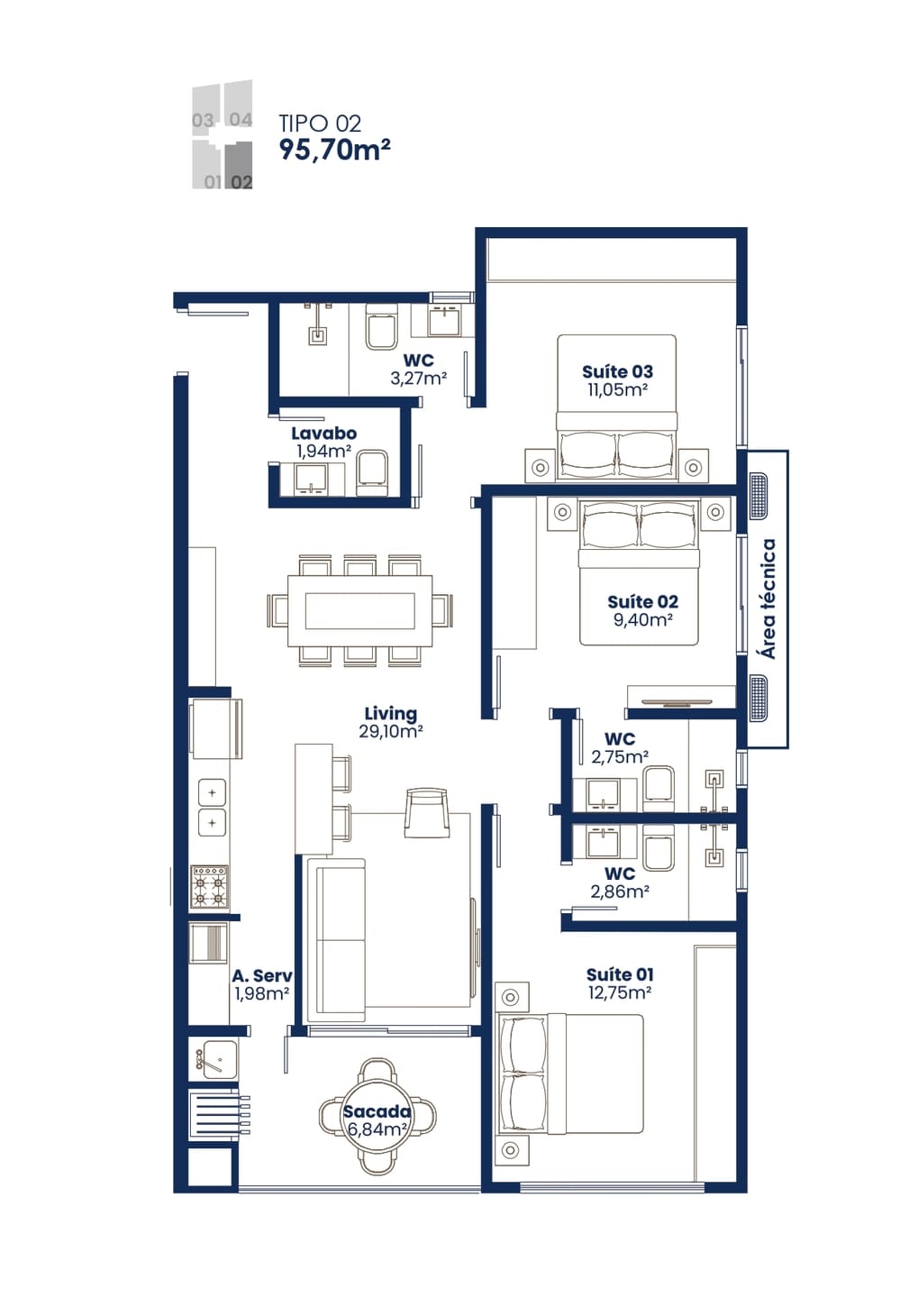 Planta baixa do Amalfi Residence em Porto Belo SC