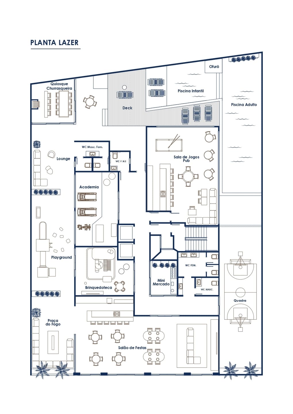 Planta baixa do Amalfi Residence em Porto Belo SC