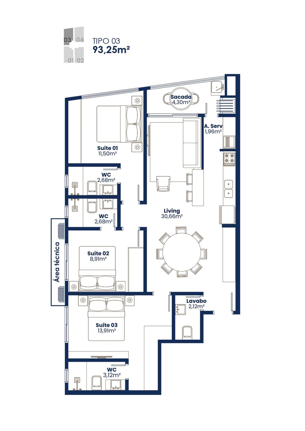 Planta baixa do Amalfi Residence em Porto Belo SC