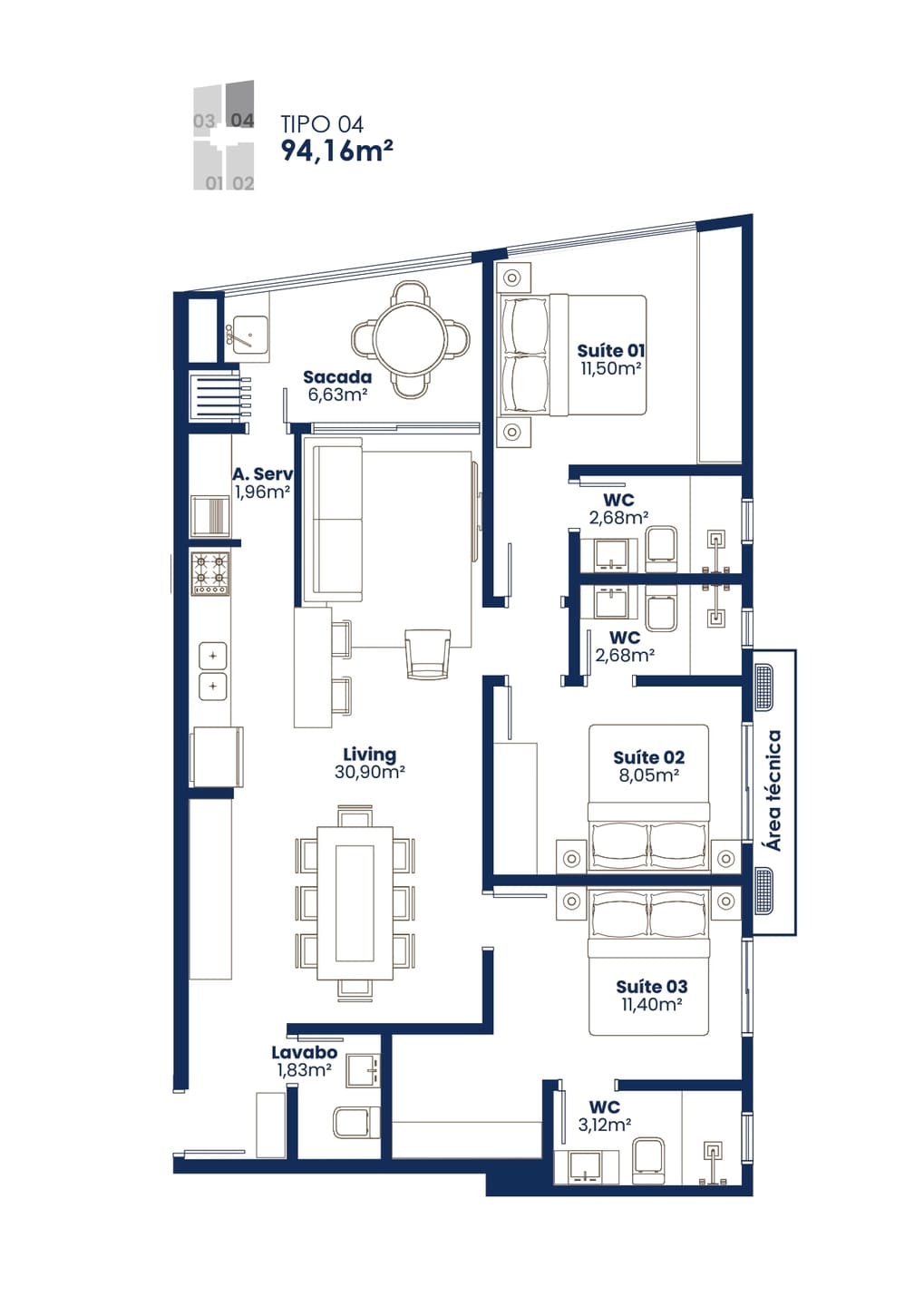 Planta baixa do Amalfi Residence em Porto Belo SC
