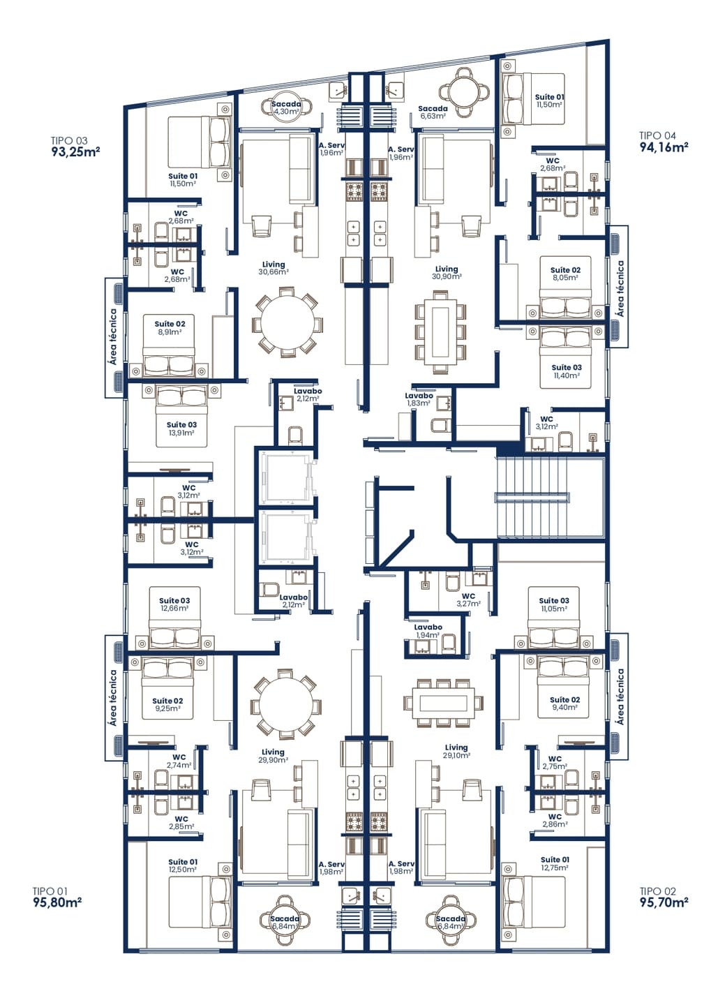 Planta baixa do Amalfi Residence em Porto Belo SC