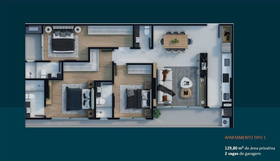 Planta 1 do Diamond Hill Residence em Porto Belo SC