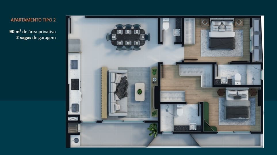 Planta 2 do Diamond Hill Residence em Porto Belo SC