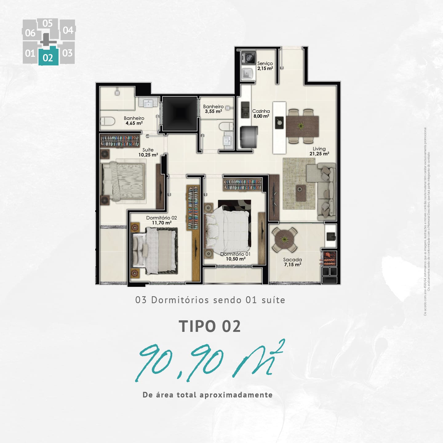 Planta 2 do Fa Bene Residenza em Porto Belo SC