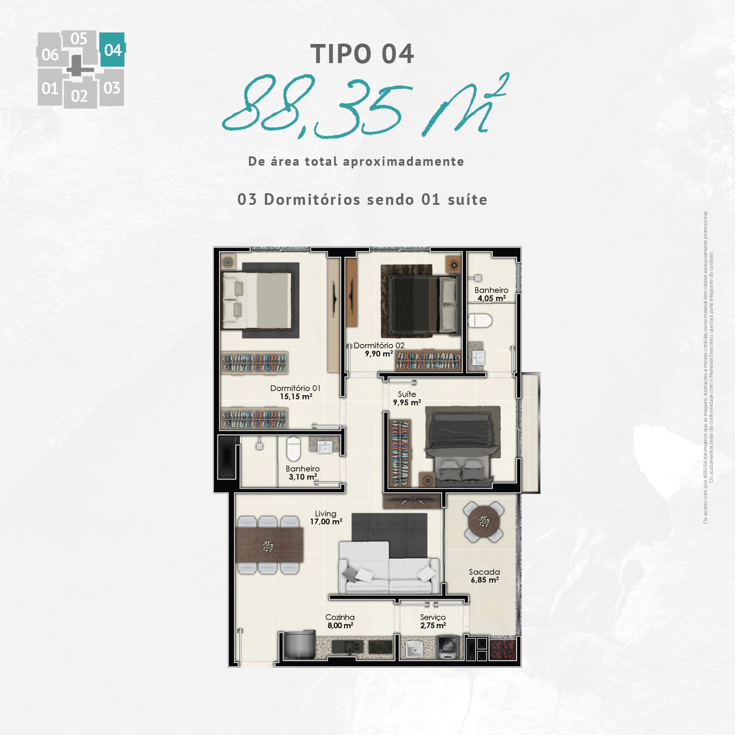 Planta 4 do Fa Bene Residenza em Porto Belo SC