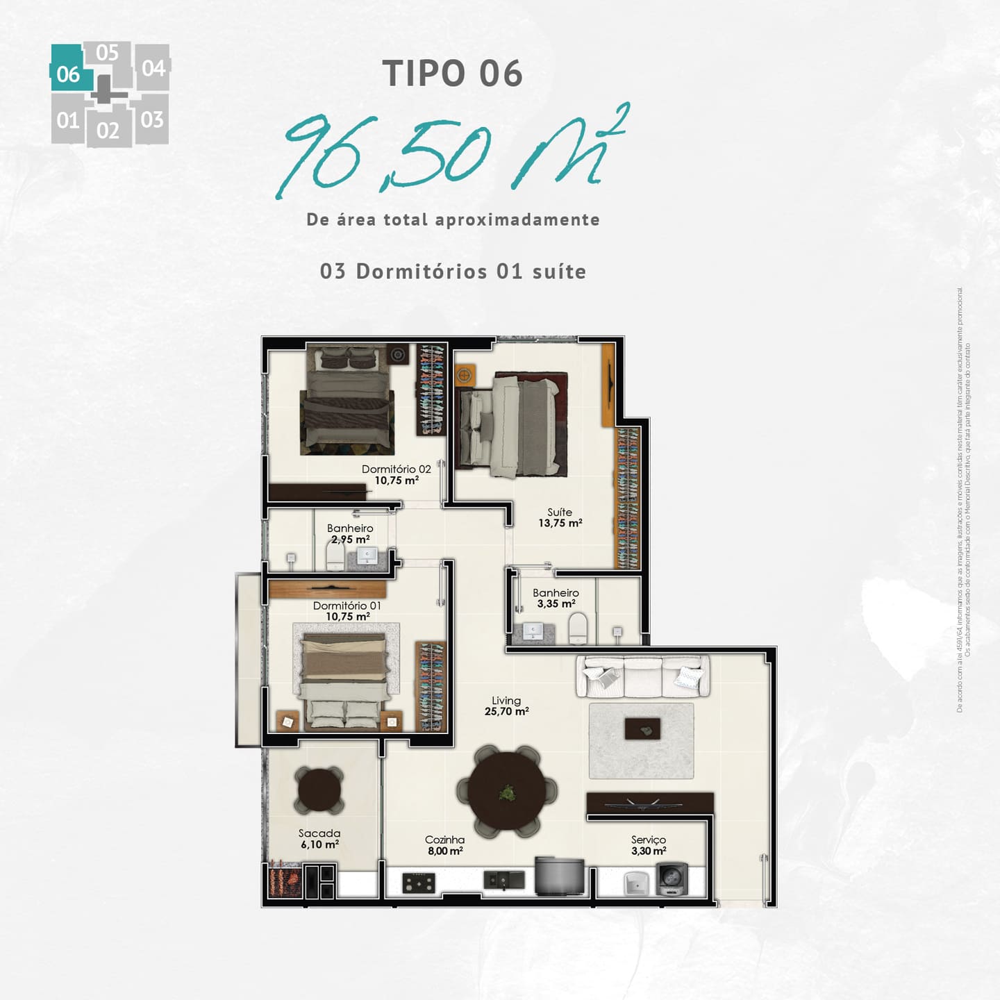 Planta 6 do Fa Bene Residenza em Porto Belo SC