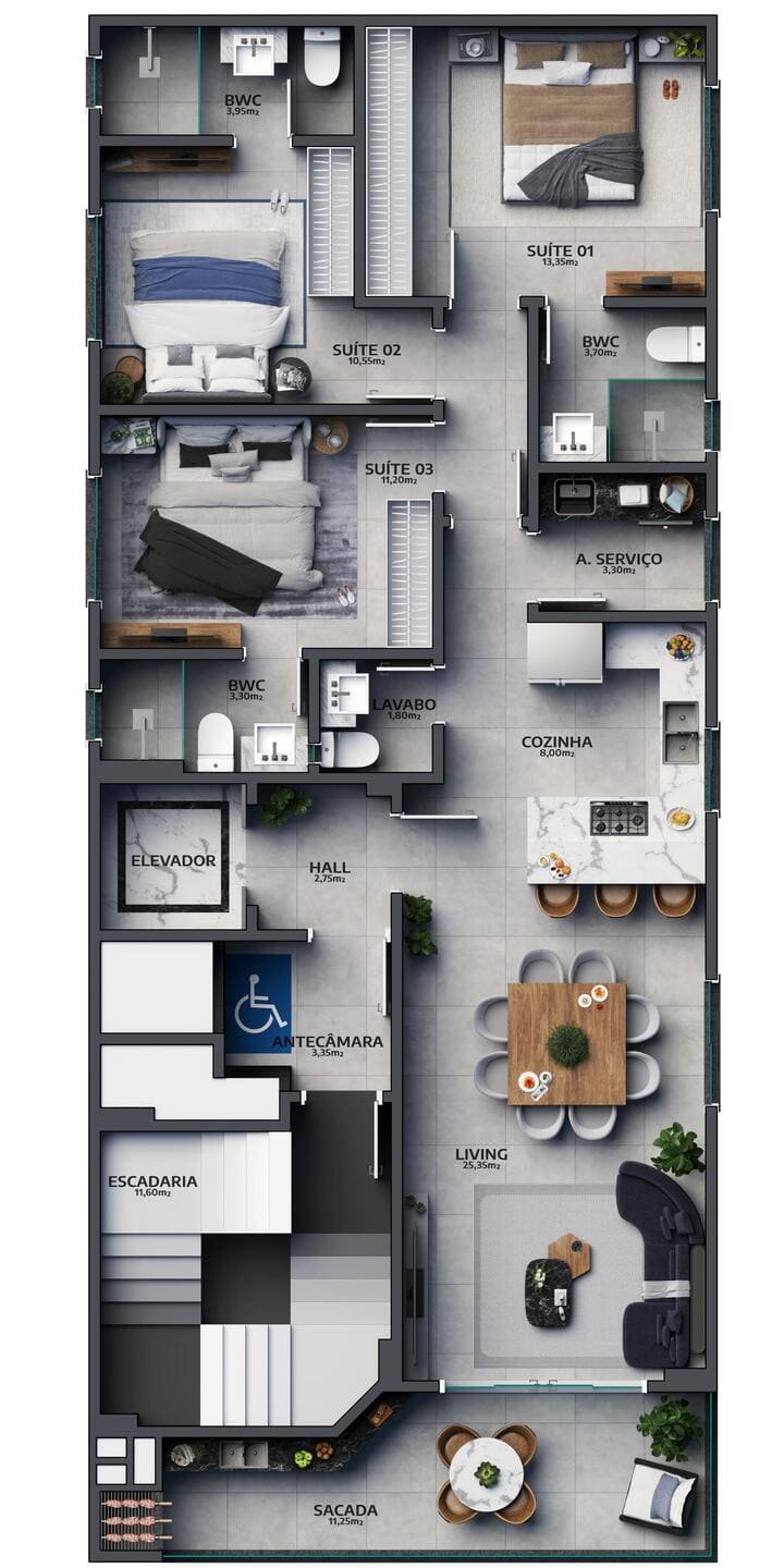 Planta 1 do Iluminato Residence em Porto Belo SC