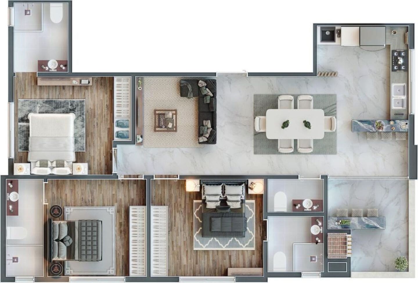 Planta 1 do Marbella Residence em Porto Belo SC