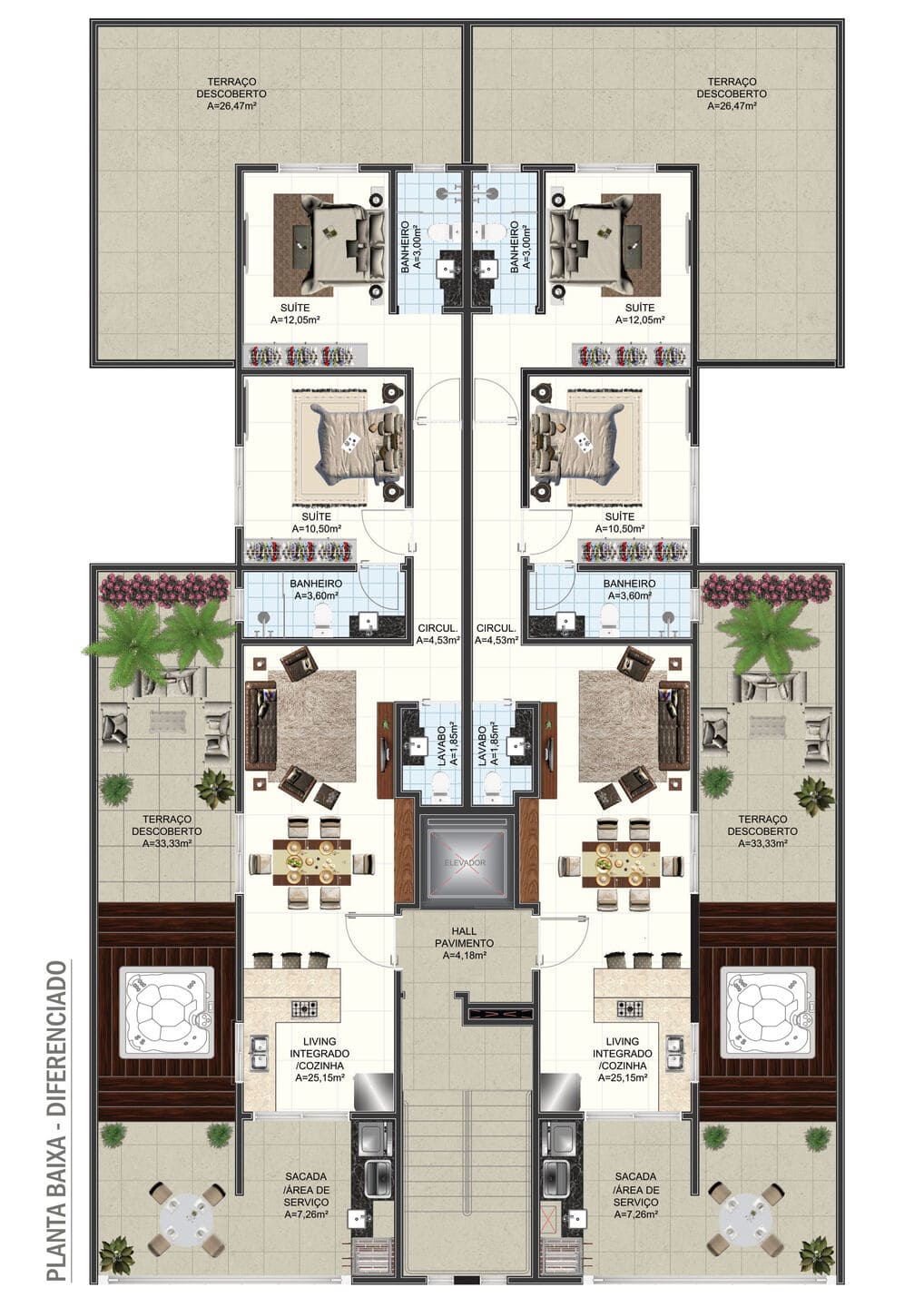 Planta 1 do Mawa Residence em Porto Belo SC