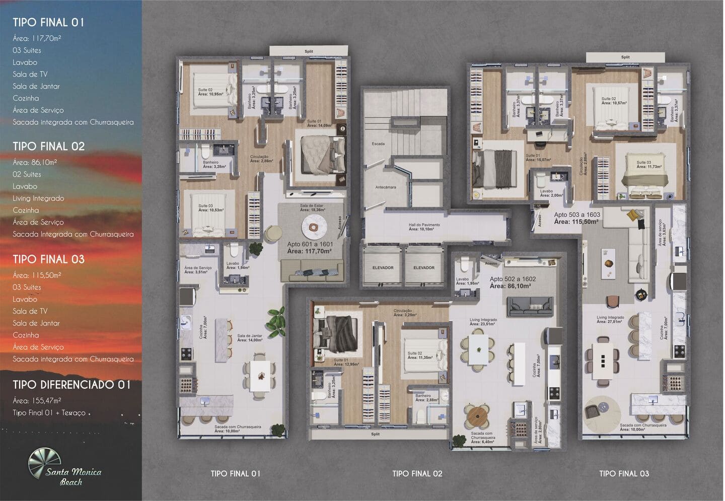 Area de lazer 3 do Santa Monica Beach Residence em Porto Belo SC