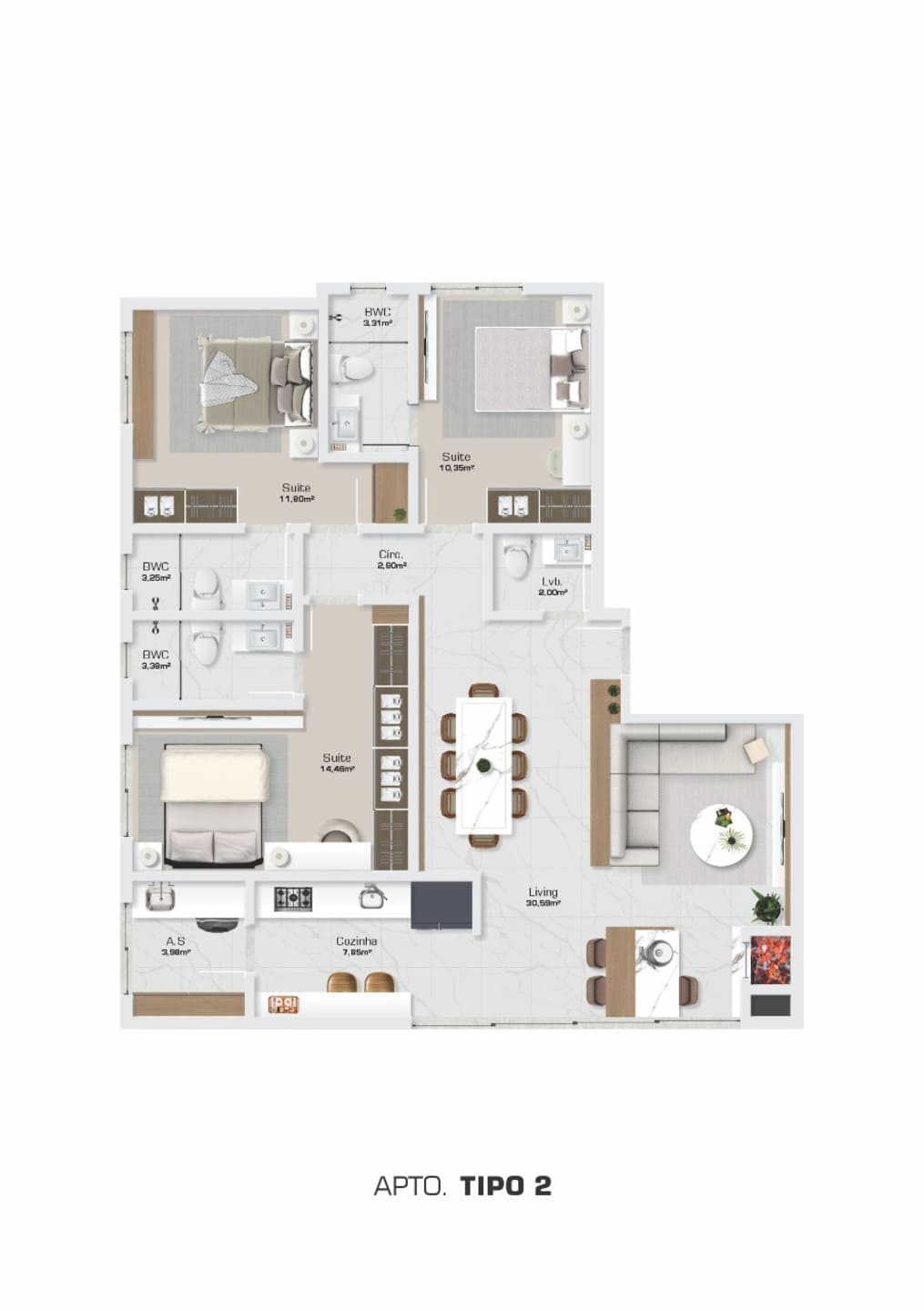 Planta 2 do Acquamarine Residence em Porto Belo SC
