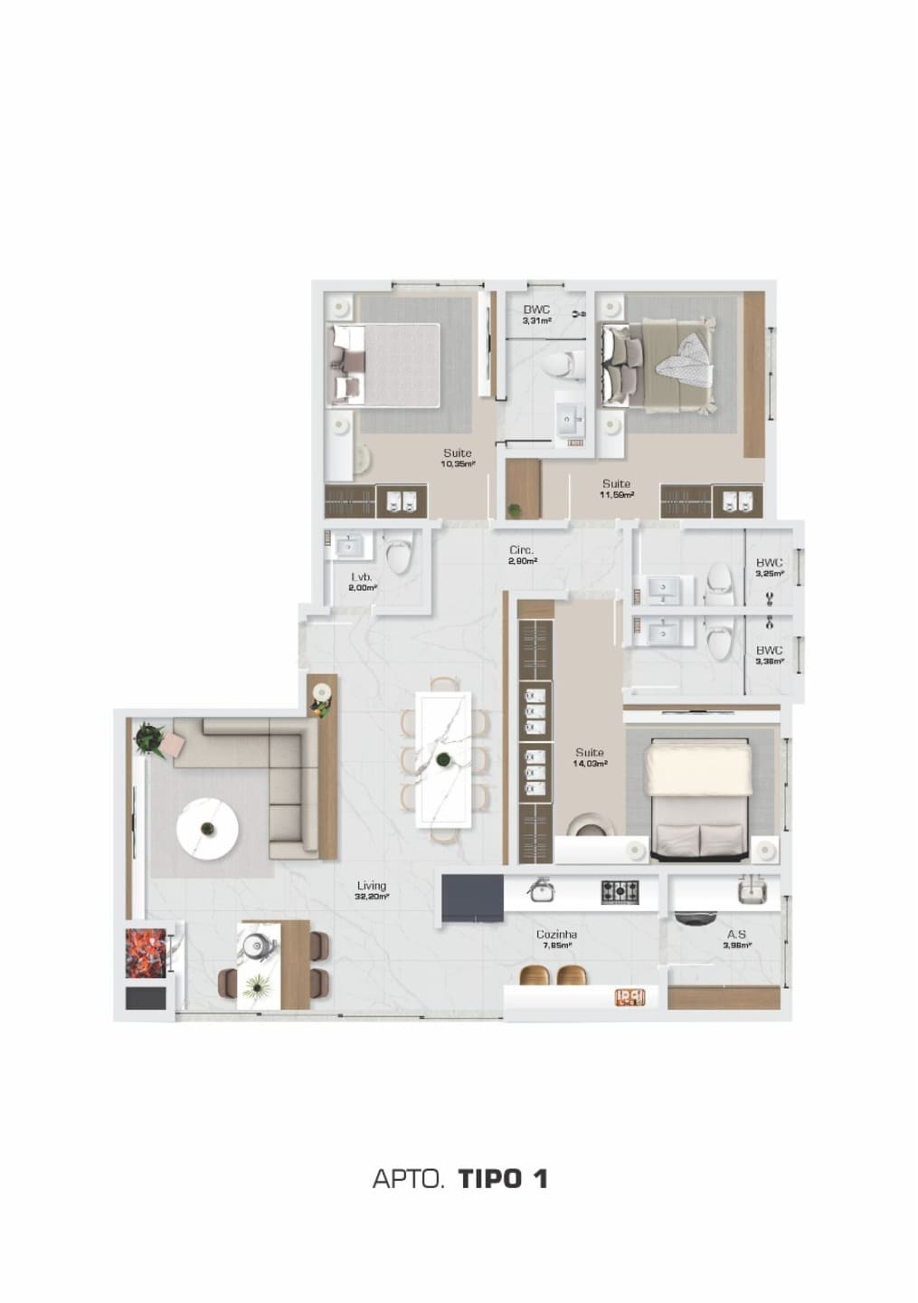 Planta 1 do Acquamarine Residence em Porto Belo SC