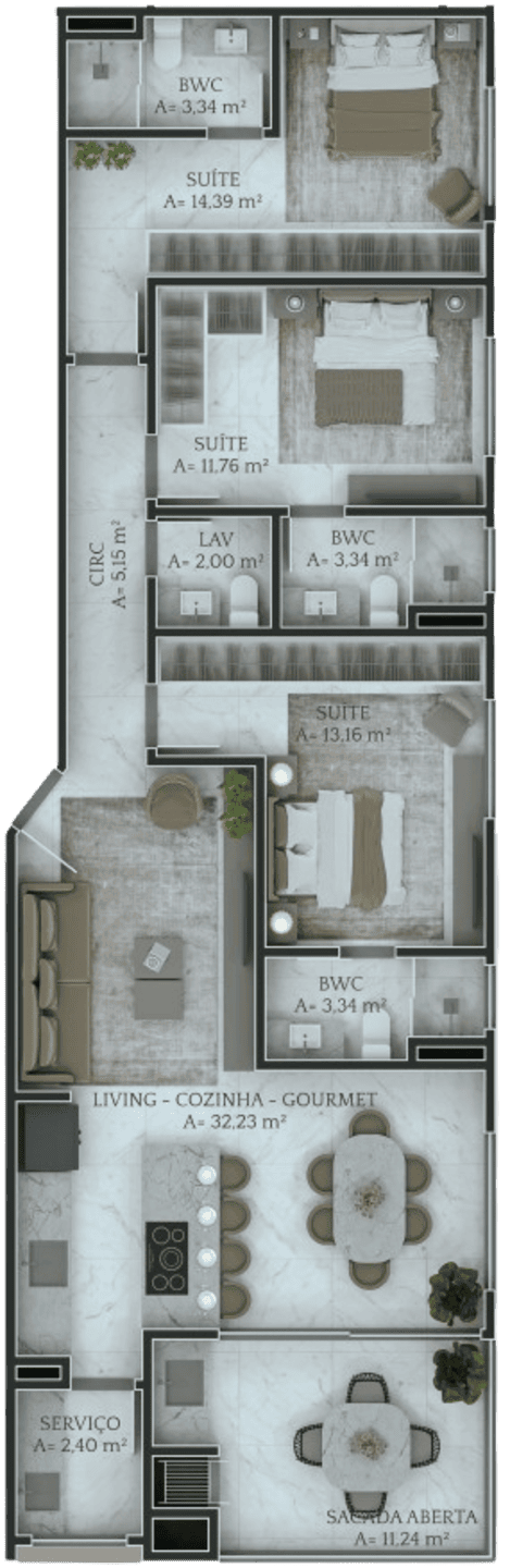 Planta 2 do Artcon Towers Residence em Porto Belo SC