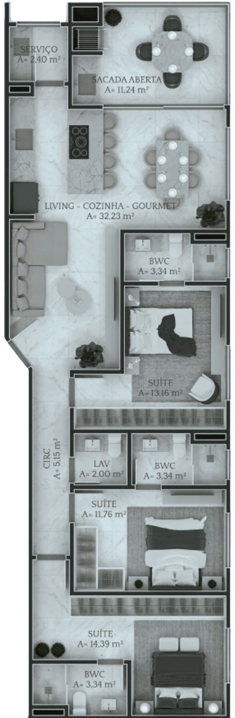 Planta 4 do Artcon Towers Residence em Porto Belo SC