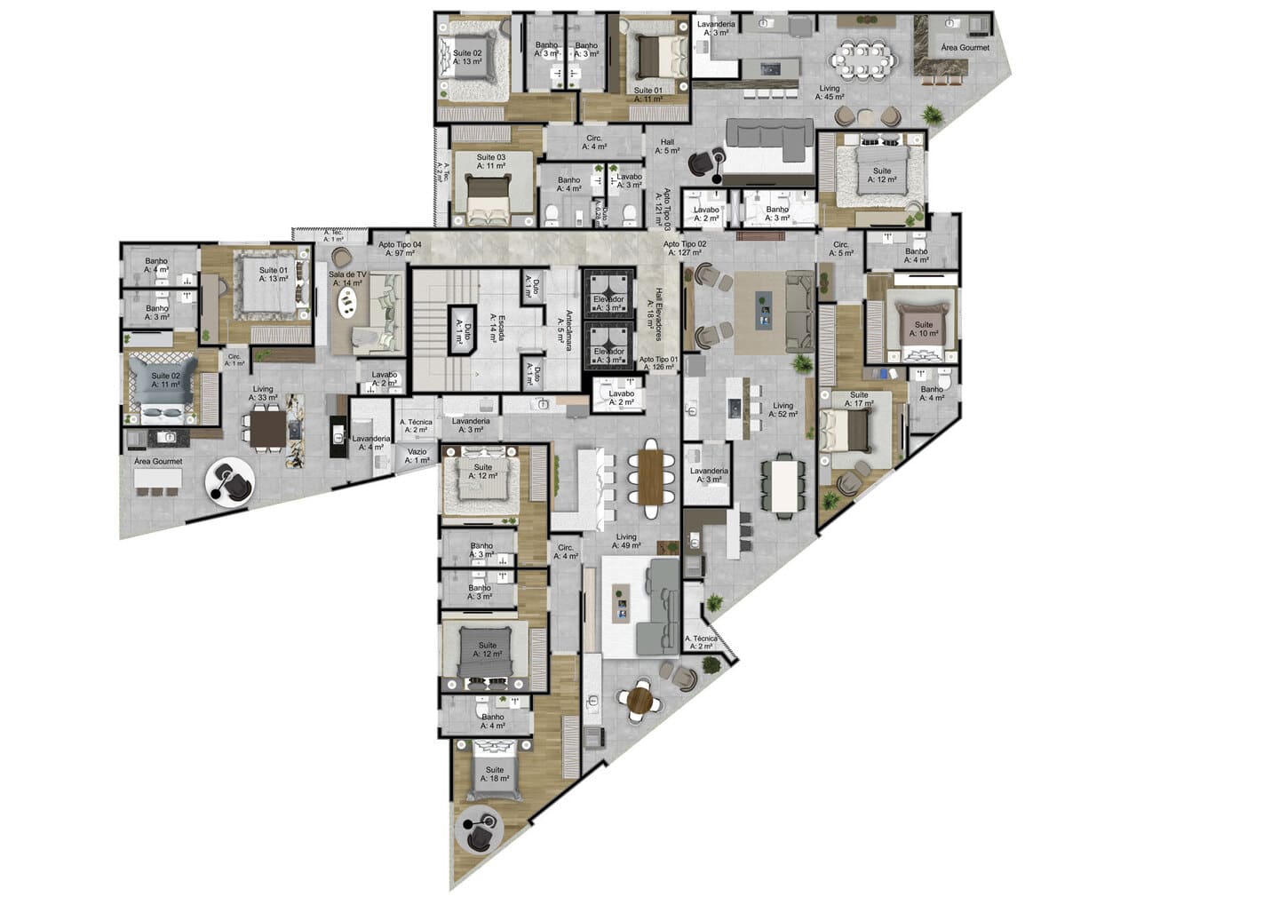 Planta 1 do Beach House Residence em Porto Belo SC
