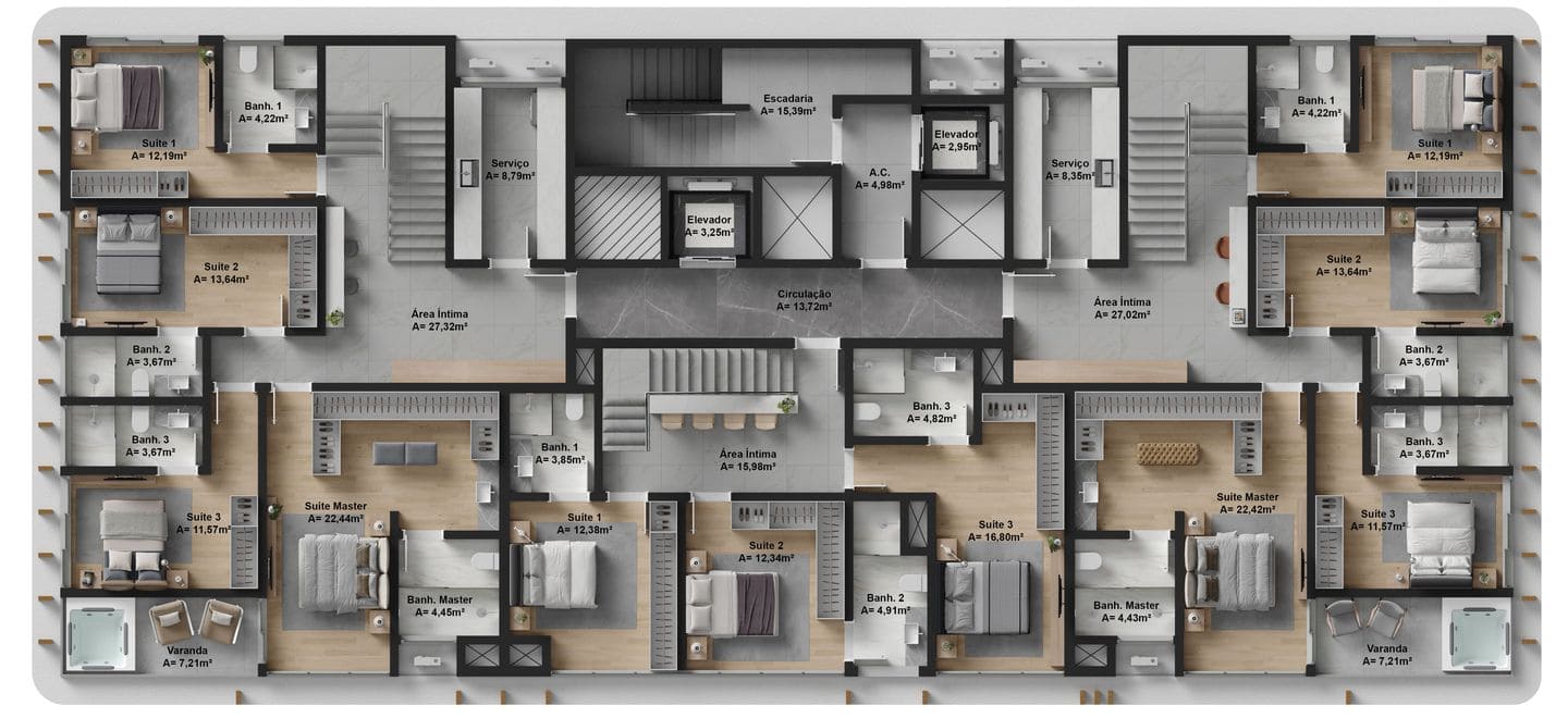Planta 1 do Bris Residence em Porto Belo SC